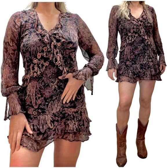 🆕 Free People - Long Sleeve Ruffle Parsley Dress - Picture 1 of 8